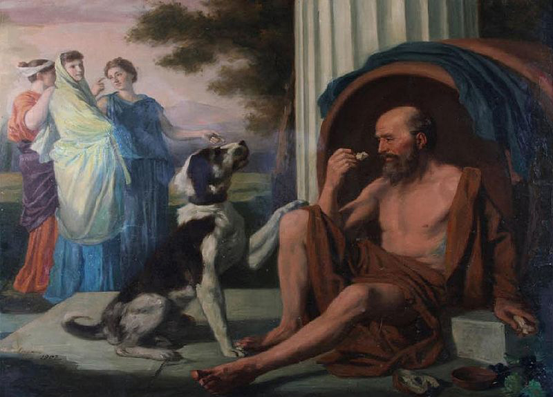 Oil painting of Diogenes by Pugons